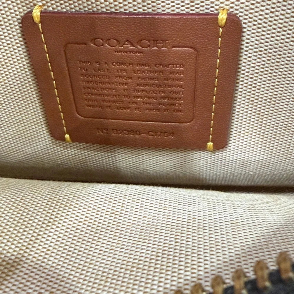 Coach Rogue 25 Regenerative Leather- Navy Blue Satchel with Gold Accents - Picture 11 of 13